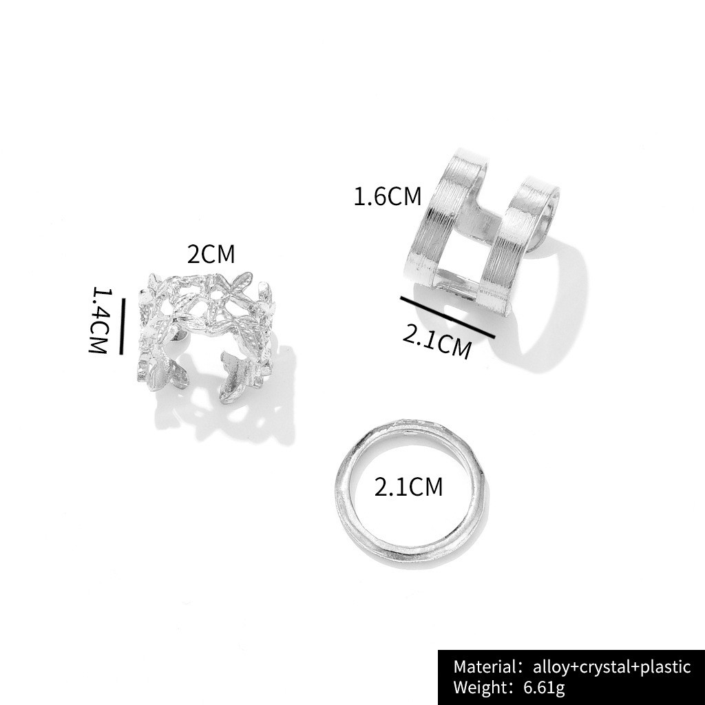 Bộ 3 chiếc nhẫn lá cây thời trang
