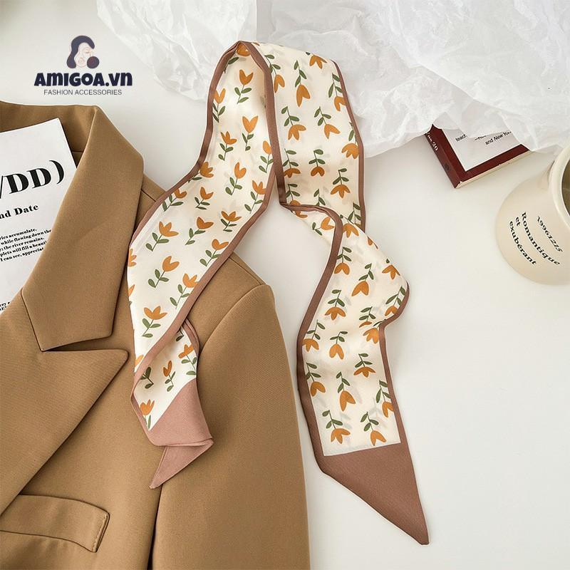 ✨✨Khăn Quàng Cổ Buộc Tóc Dài Bằng Lụa Màu Trà Sữa Màu Sắc Tươi Sáng