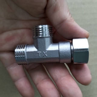 Compo 2 cái; Tê hai đầu ren ngoài, một đầu ren trong có rắc co, ren 1/2 inch-21mm