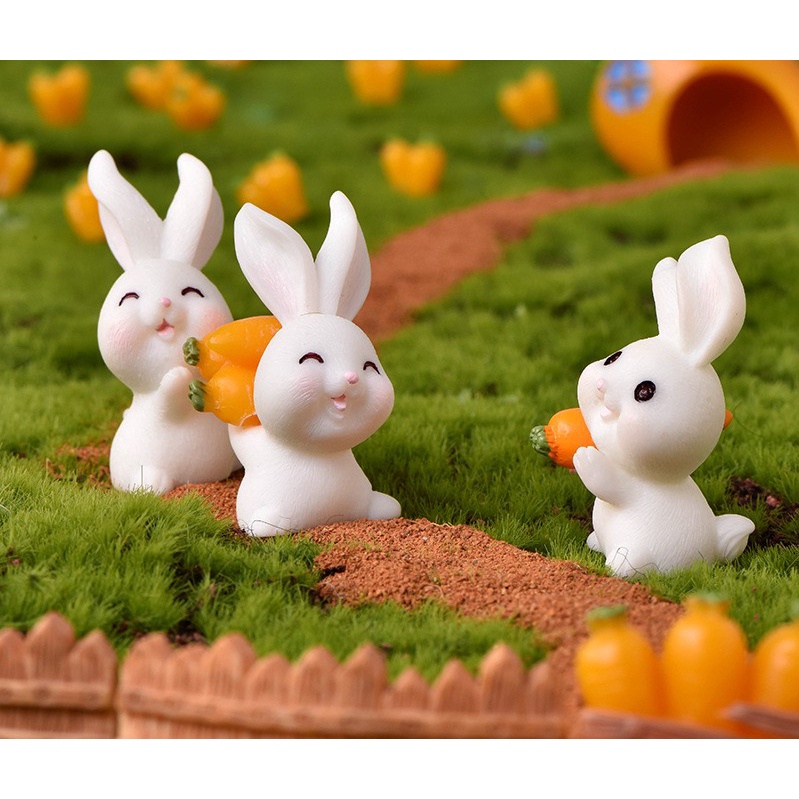 Decor trang trí bàn học bàn làm việc với tiểu cảnh terrarium mô hình nhà thỏ trắng #5