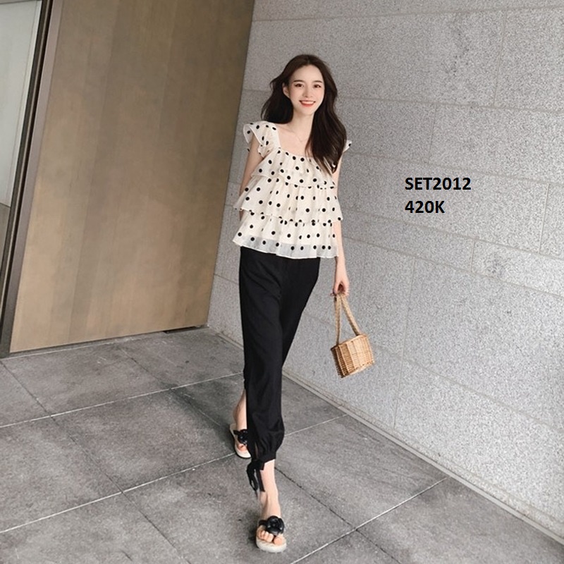 Set bộ áo voan quần voan bầu đi chơi SET2012