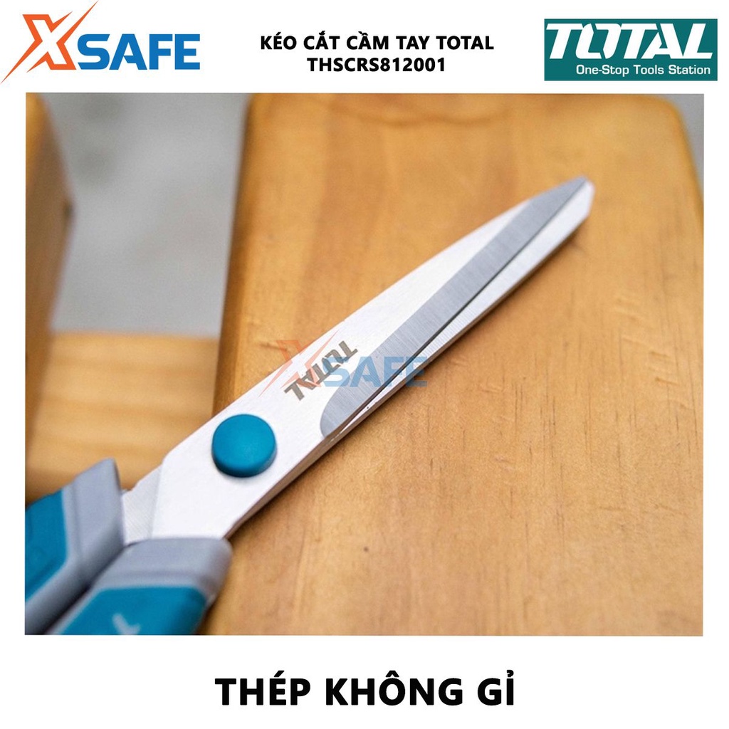 Kéo cắt giấy TOTAL Kéo cầm tay chất liệu thép không gỉ, độ dày lưỡi dao 2.5mm, tay cầm TOTAL kiểu dáng độc đáo