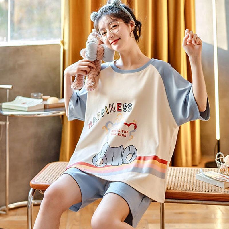 Bộ Đồ Ngủ Ngắn Tay Thiết Kế Dễ Thương Dành Cho Nữ