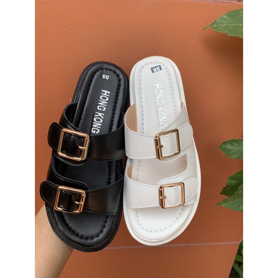 Dép Lê 2 Quai Đế Bánh Mỳ CNAHEAL Siêu Nhẹ Hàng Nội Địa QC 2màu Đen,Trắng