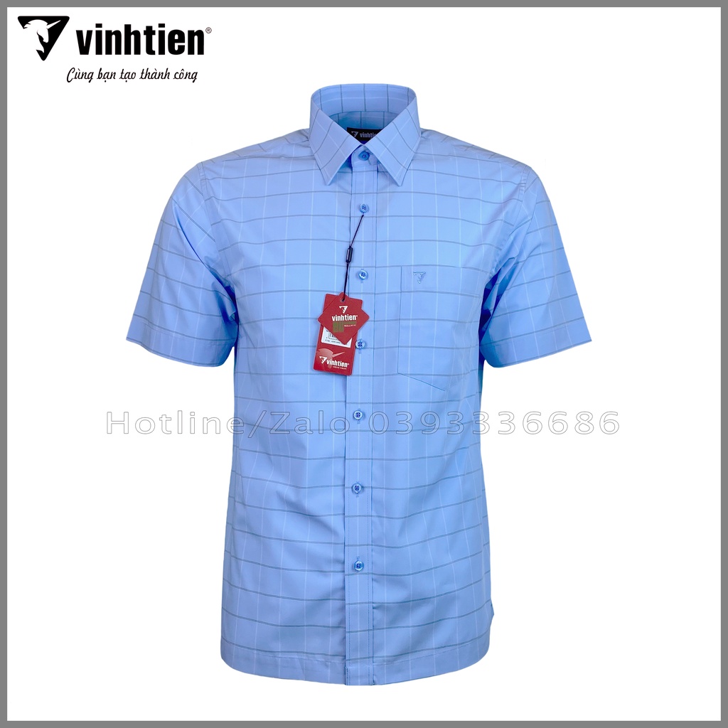 Áo Sơ Mi Tay Ngắn Sọc Caro Bamboo Vĩnh Tiến Regular Vạt Ngang 439 - Mẫu 2