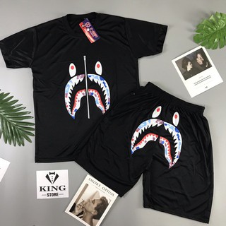 Set quần áo hè nam Bape khoá cá mập