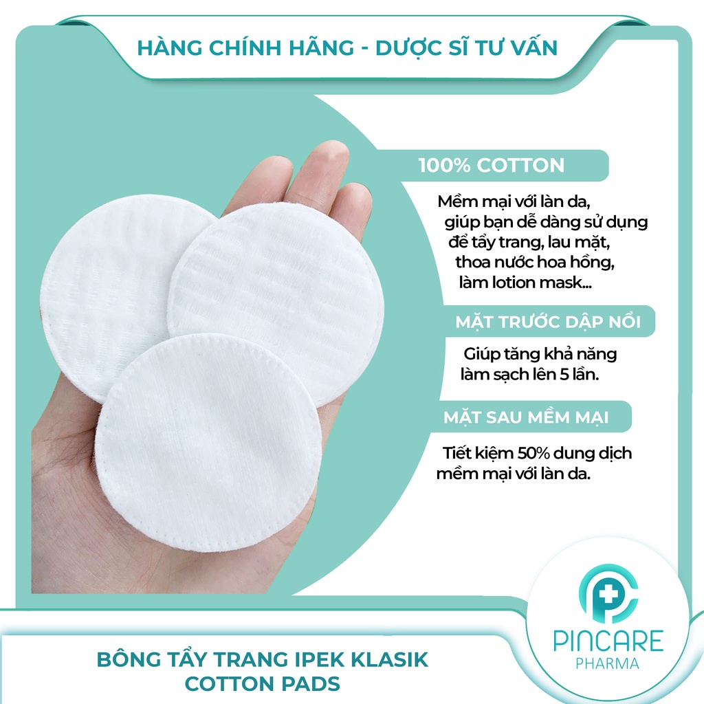 Bông tẩy trang Ipek Klasik Cotton Pads 130 Miếng - Hàng chính hãng - Nhà thuốc Pincare