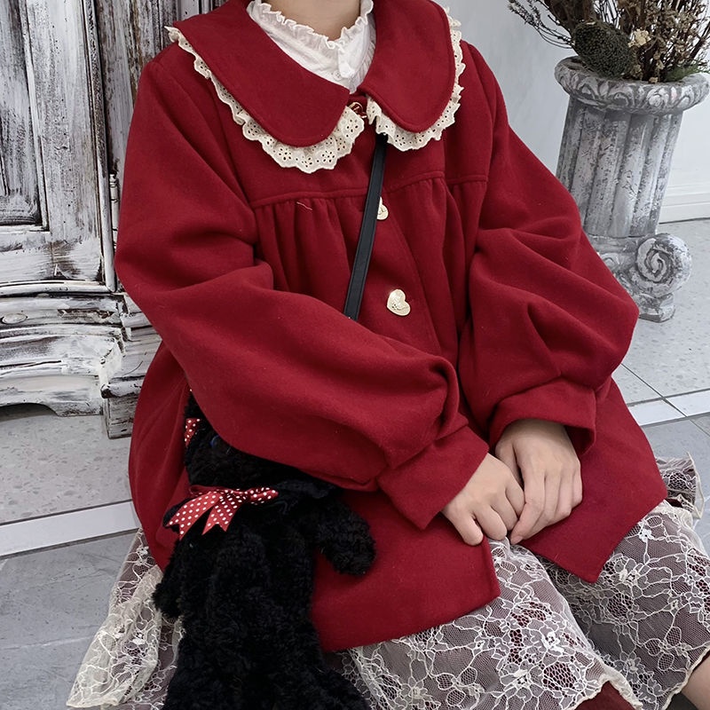 (Sẵn S) Áo khoác lolita cổ búp bê phối ren siêu xinh