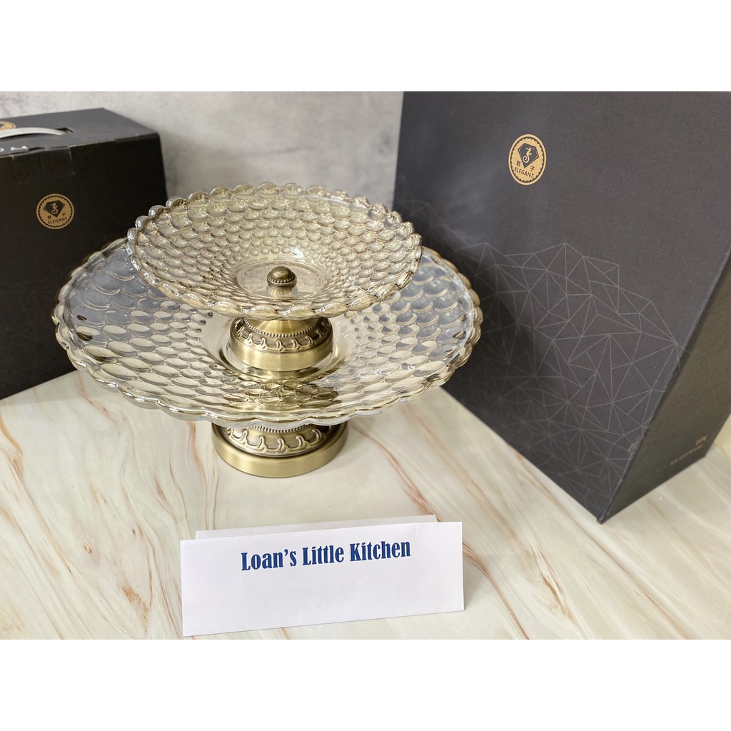Dĩa Trái Cây Thủy Tinh Có Chân Đế Trung Đông, Đĩa Chưng Trái Cây Bánh Kẹo Cao Cấp Size 20cm