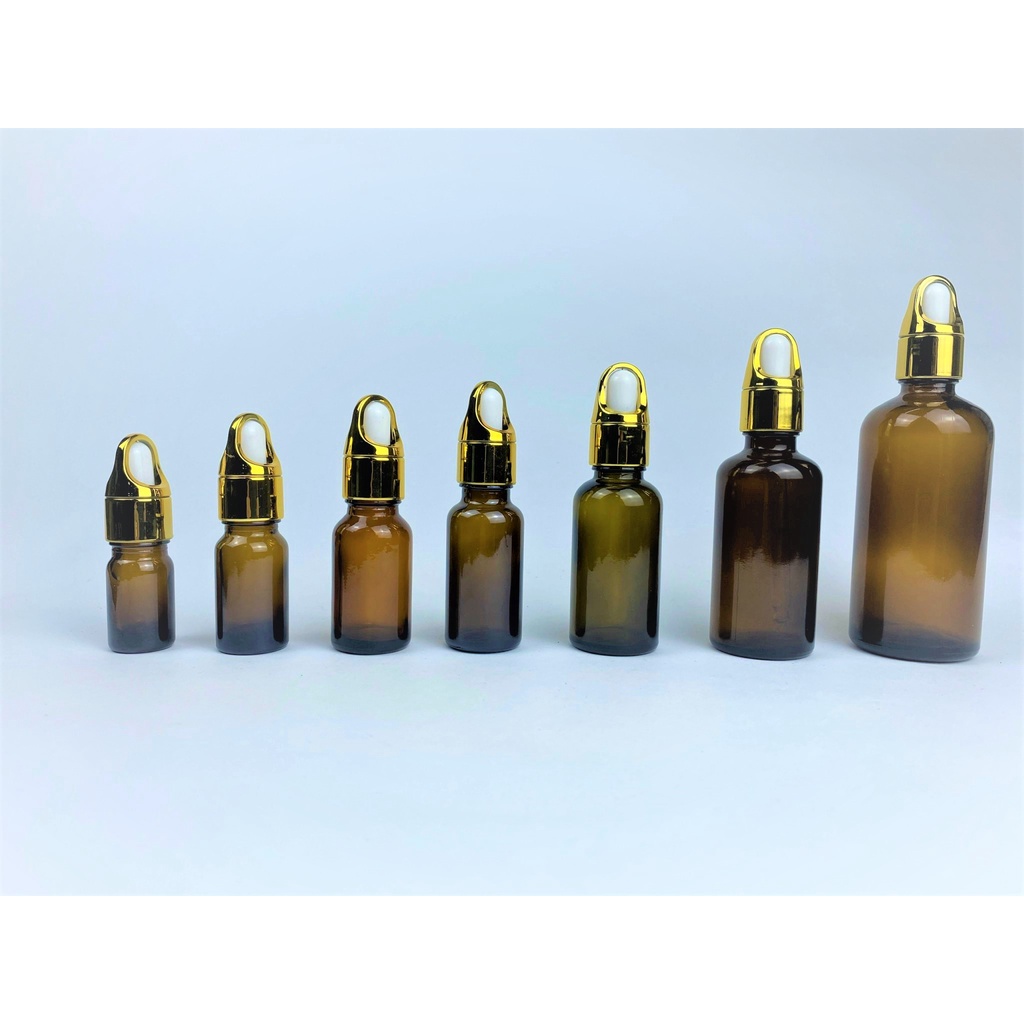 Lọ đựng serum thủy tinh nâu nắp bóp cải tiến 5ml/10ml/15ml/20ml/30ml/50ml/100ml [Giá sỉ/lẻ]
