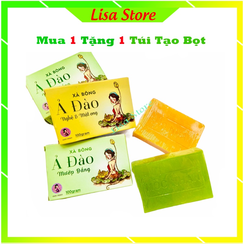 Xà bông nghệ Ả đào xà bông mướp đắng Mộc Nhan Natural giảm thâm, trắng sáng da, mát da và thư giãn-Tiemxuongrong