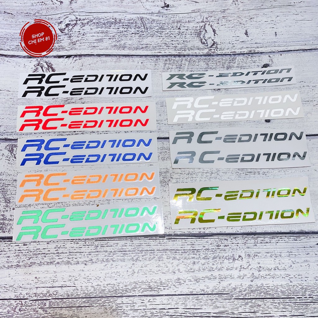 Tem decal dán phuộc phản quang chữ RC-Edition cho nhiều dòng xe, màu sắc đa dạng