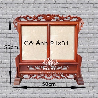 Khung ảnh thờ đôi gỗ hương,khung 2 hình thờ gia tiên cỡ 21x31