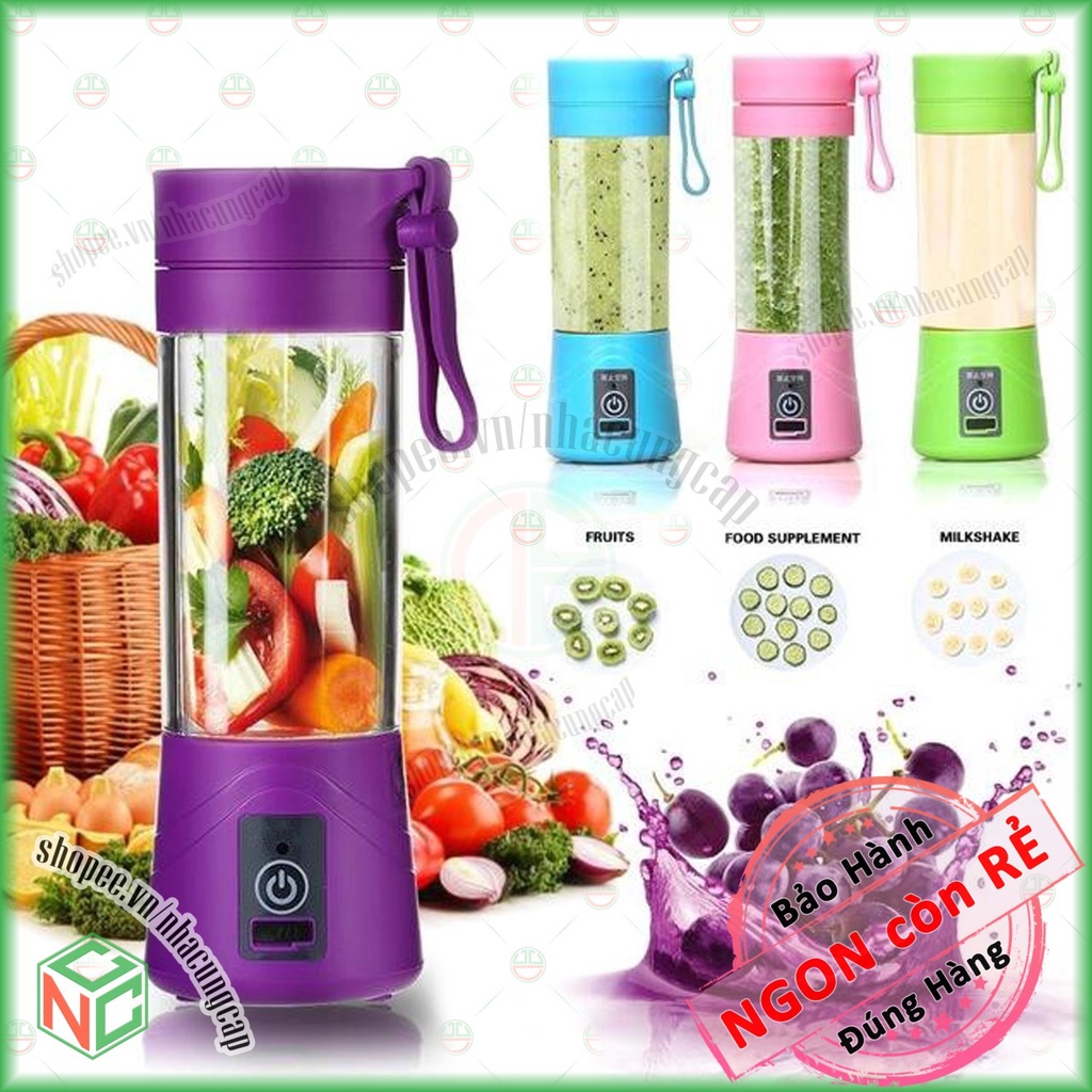 [KhoNCC] Máy Xay Sinh Tố Juice Cup Đa Năng - Có Dao Lưỡi - Dùng Cầm Tay Sạc Cổng USB - DHS-343-XST (Màu ngẫu nhiên)