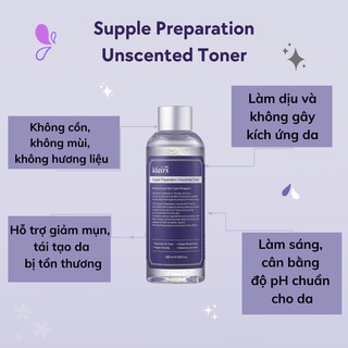 Nước hoa hồng klairs không mùi supple preparation unscented toner dưỡng ẩm - ảnh sản phẩm 4