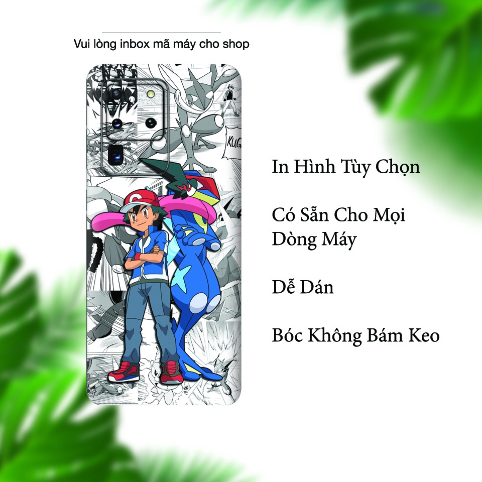 Miếng Dán Skin Điện Thoại In Hình Pokemon Dán Lưng Greninja Cho Iphone 7/ 8/ X/ XS/ 11/ 11 Pro Max Và Dòng Máy Android