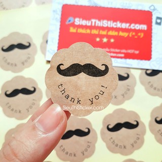 Tem dán Kraft Thank you hình hoa TYKGS dán trang trí hộp bánh, kẹo, mứt, thiệp - Sieuthisticker