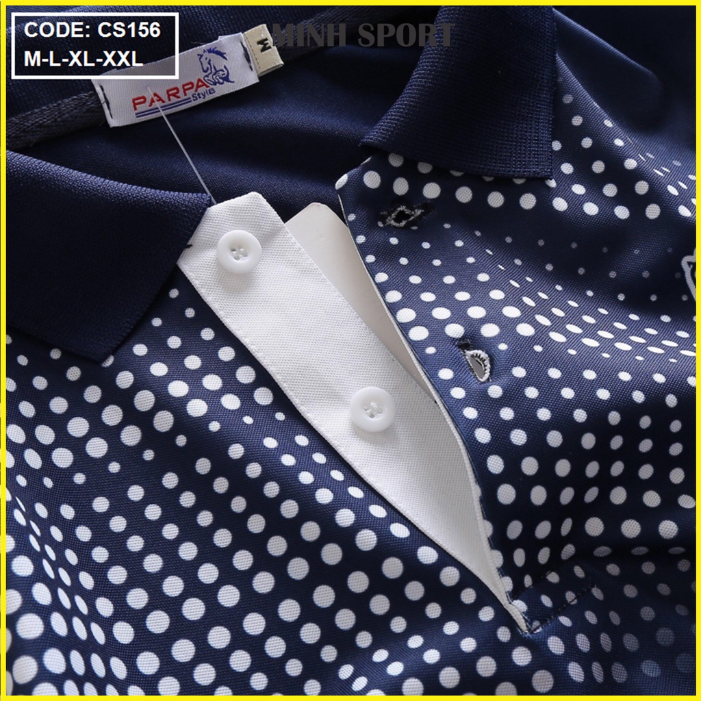 Áo Thun Polo Nam Cổ Bẻ Họa Tiết Chấm Bi, Thun Poly Dày Dặn, Mềm Mịn, Mặc Mát mã AO.57