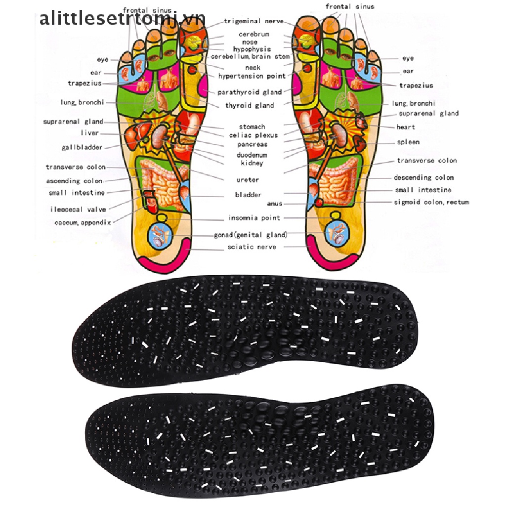 1 Cặp Đế Lót Giày Mát Xa Chân Bấm Huyệt Ion Âm Thoáng Khí