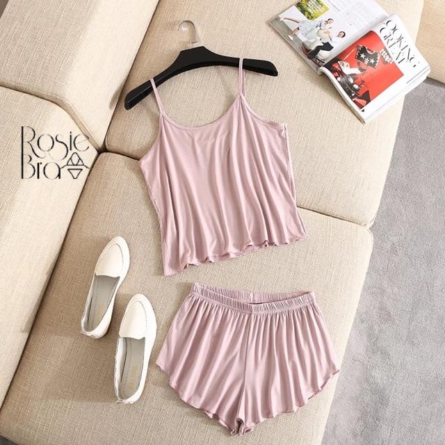 Bộ Quần Áo Ngủ Quần Đùi Áo Hai Dây Cotton CT001
