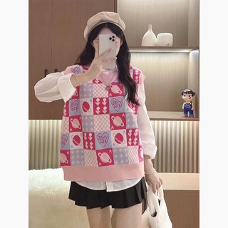 Áo gile len hồng phấn siêu yêu
