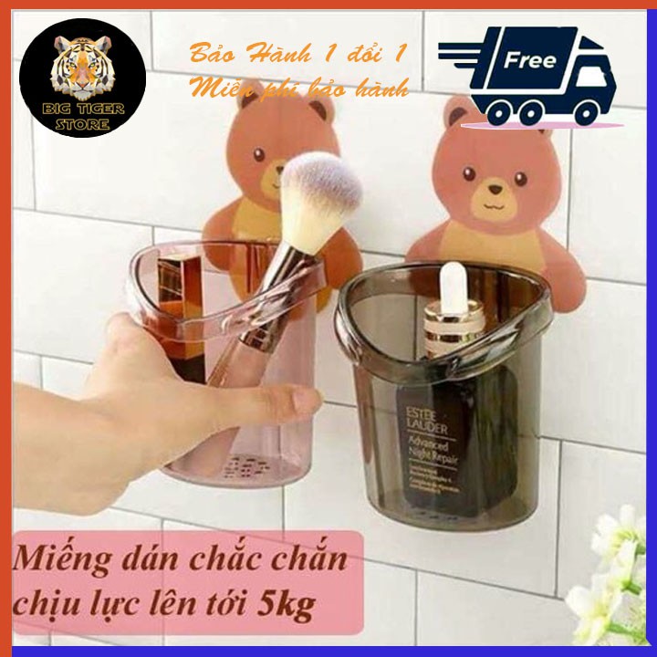 [Vỡ hoàn tiền]Cốc Dựng Bàn Chải Dán Tường Nhà Tắm Hình Gấu Dễ Thương