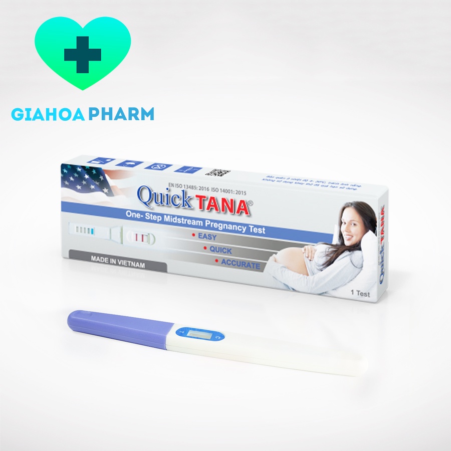 Bút thử thai / Dụng cụ test phát hiện thai sớm, chính xác, vệ sinh (7-10 ngày) Quicktana (Tanaphar) [quick, tana, hcg]