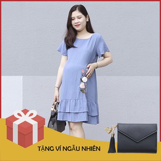 Đầm bầu váy bầu cao cấp thêu hoa lụa MD003