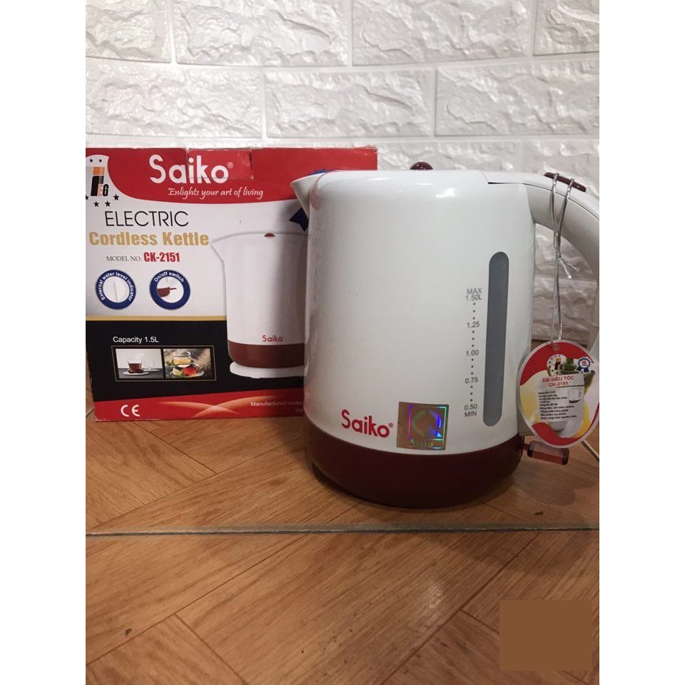 Ấm đun Siêu tốc Saiko CK-2151S Dung tích 1.5L Công suất 2.000W
