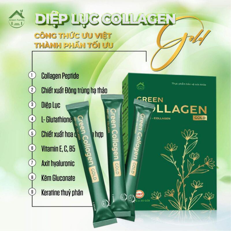DIỆP LỤC COLLAGEN GOLD Nguyên Hộp 30 gói Chính hãng