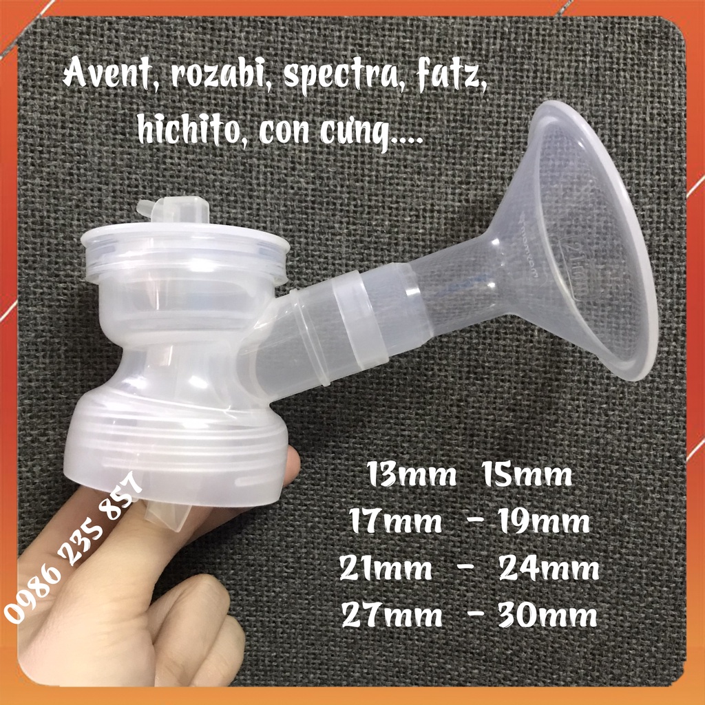Phễu hút sữa Size13/15/17/19/21/24/27/30 dùng cho các dòng máy Avent, Rozabi, fatz, hichito, con cưng... cổ rộng