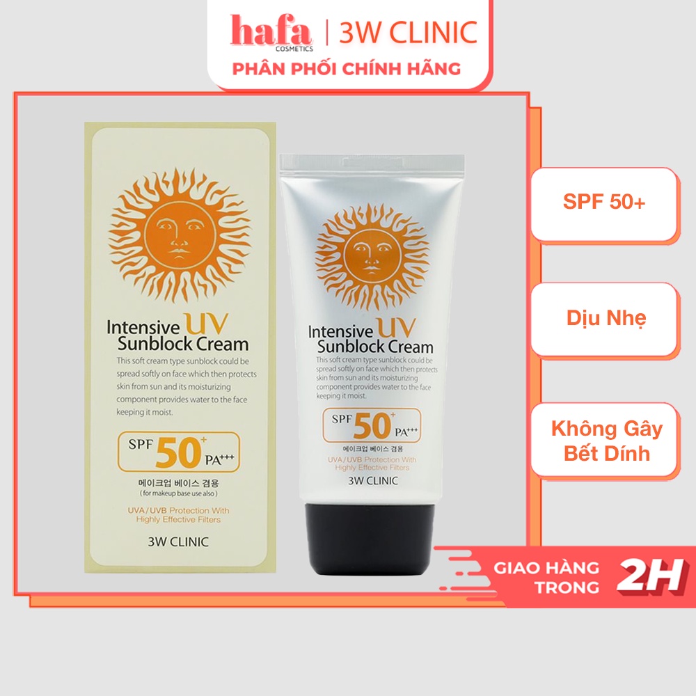 Kem chống nắng 3W Clinic UV Sunblock Cream SPF 50+ PA+++ 70 ml _ 3W Clinic Chính Hãng