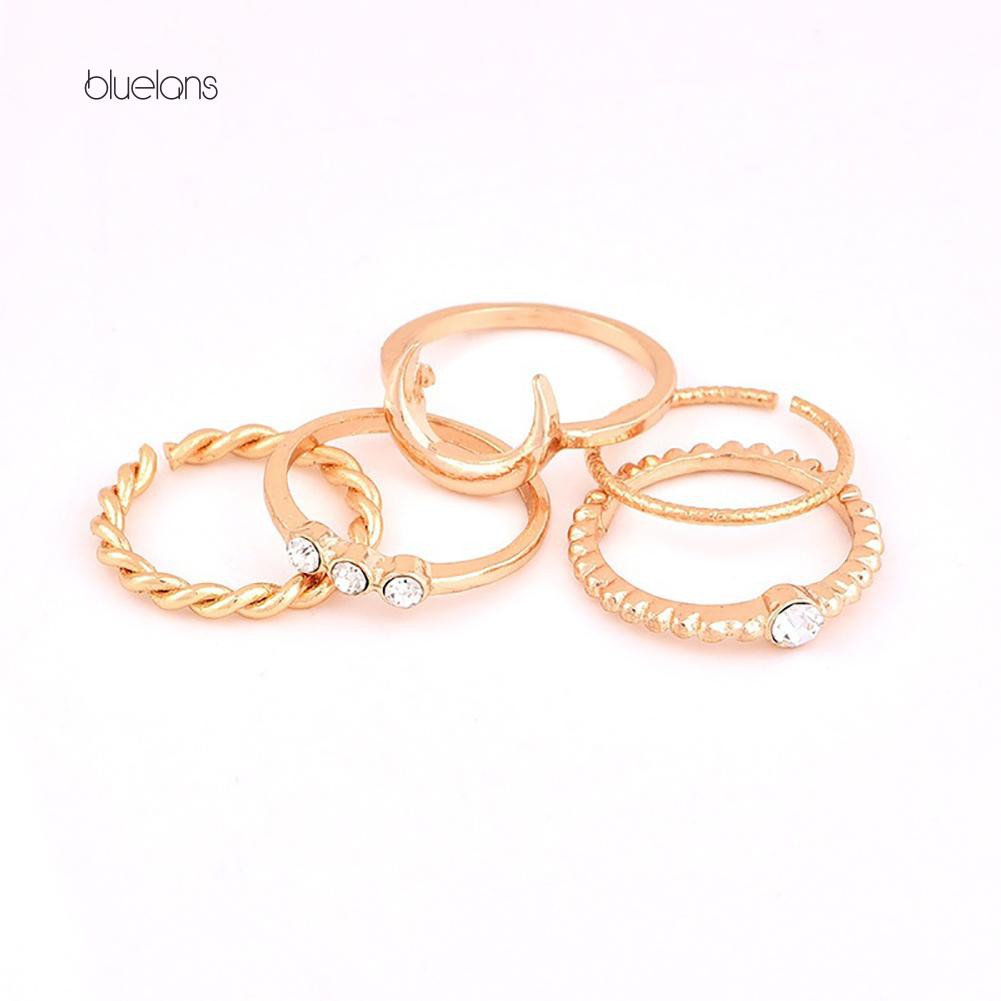 Set 5 Nhẫn Đeo Đốt Ngón Tay Nhiều Kiểu Phong Cách Vintage Cho Nữ