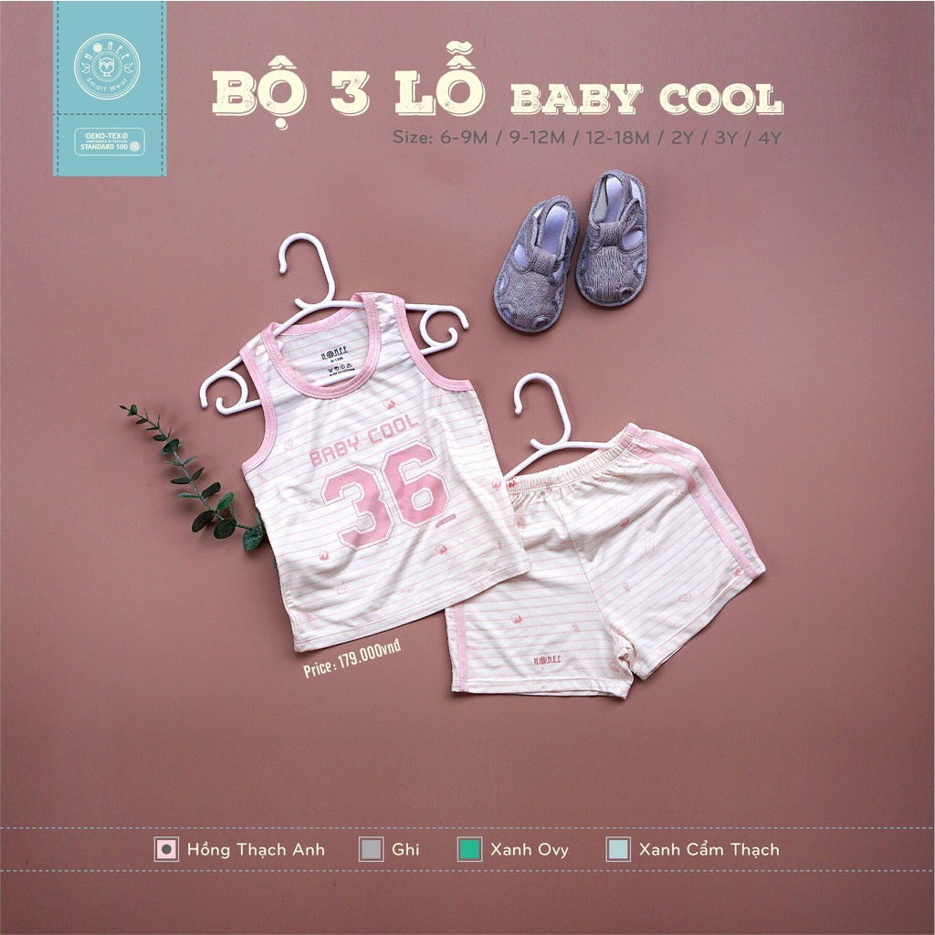 Bộ BA LỖ Hrnee chất liệu Modal mềm mát cho bé bộ sưu tập Baby  Cool