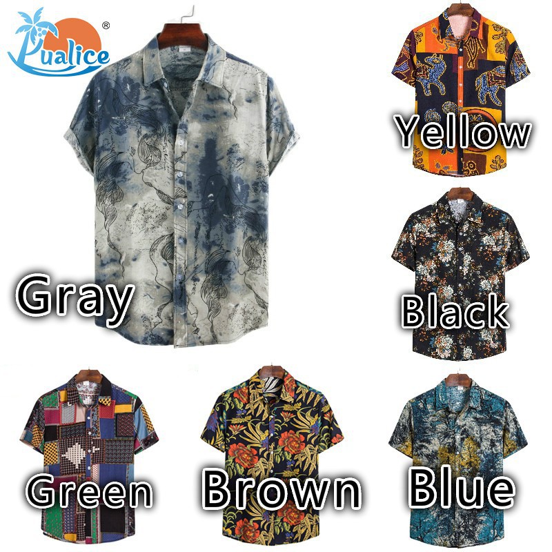 KEMEJA Áo Sơ Mi Tay Ngắn Cổ Bẻ In Họa Tiết Phong Cách Hawaii Thời Trang Mùa Hè Cho Nam Baju 96465660