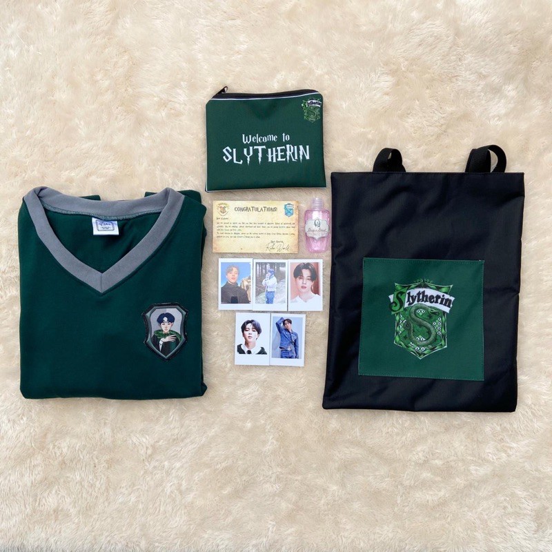 Áo Sweater Oversized Bts Hogwarts Slytherin Free Freebies