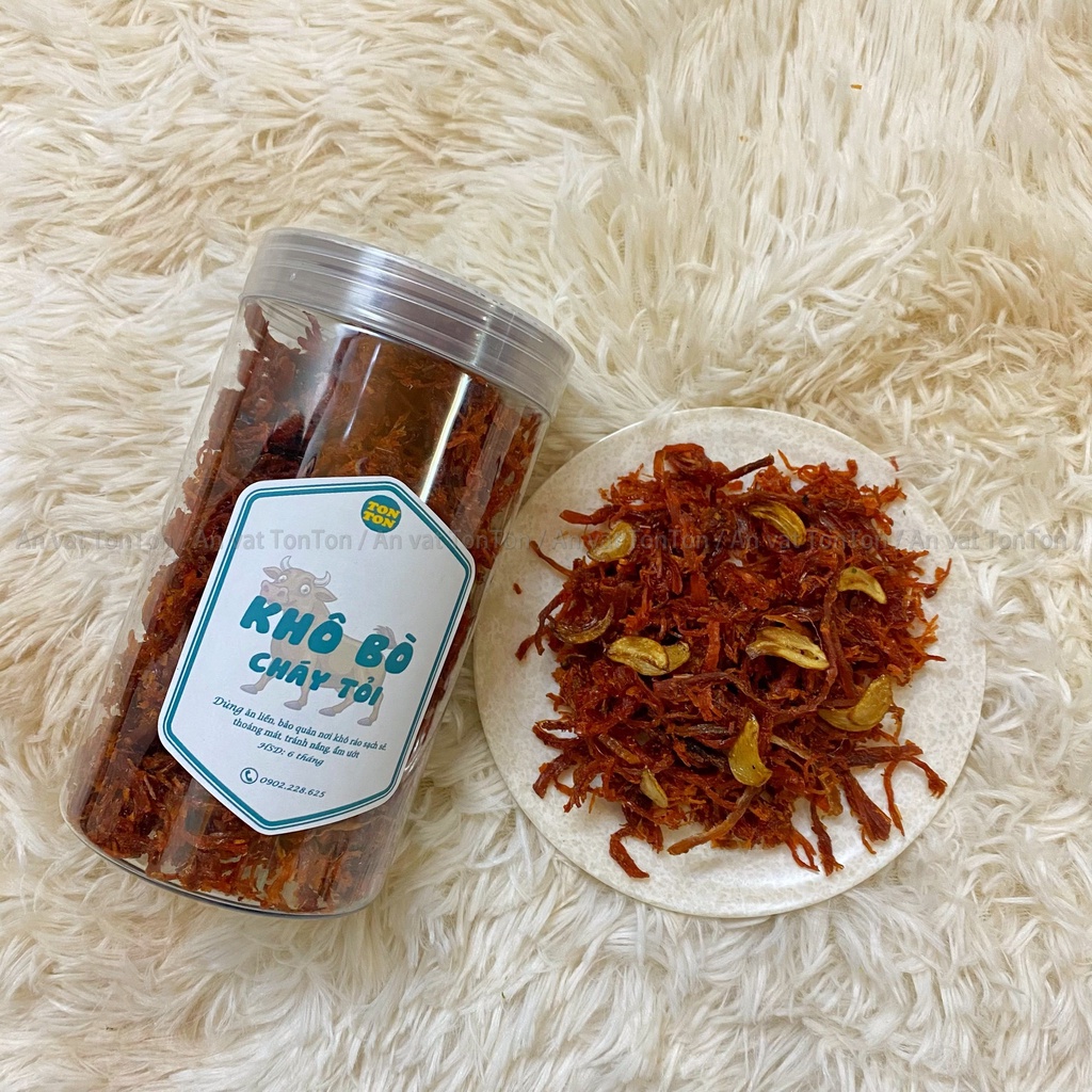 Khô bò cháy tỏi xé cay, bò khô sợi 200g | TonTon đồ ăn vặt Hà Nội | BigBuy360 - bigbuy360.vn