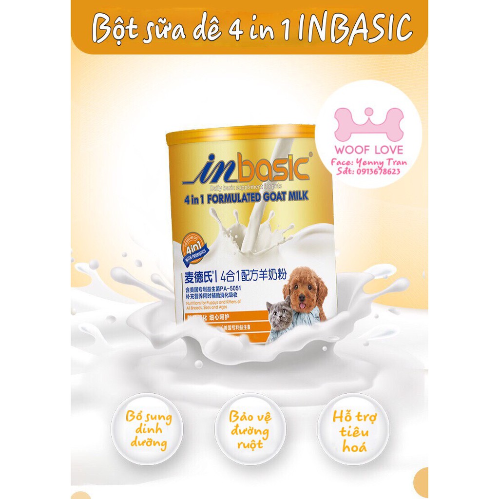 SỮA DÊ DẠNG BỘT 4IN1 INBASIC DÀNH CHO THÚ CƯNG