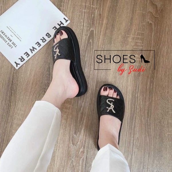 Dép bánh mì cao 3p SUDI - LE009-AHD có đệm êm chân có quai đính biểu tượng Y-S dễ phối đồ đi chơi, đi biển...