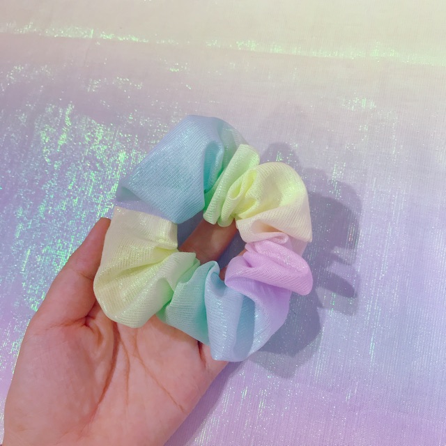 [ Hinh thật ] Cột tóc vải cầu vồng - scrunchies