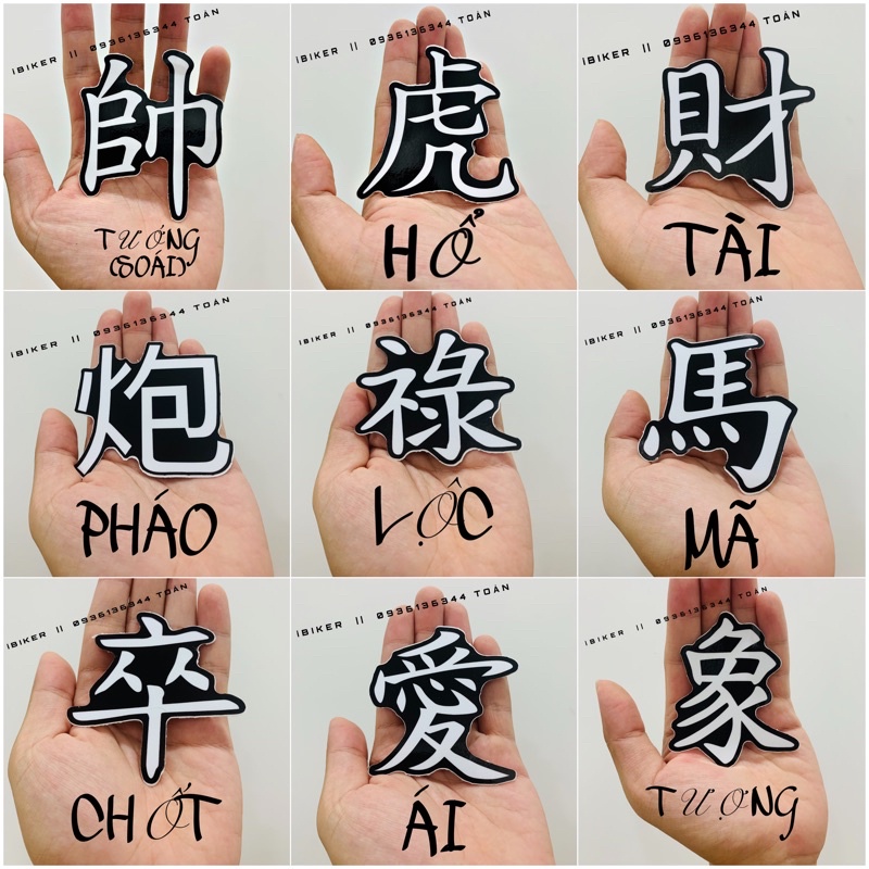 Tem chữ Tàu Thư Pháp Hayabusa Kanji chất liệu PVC chính hãng decal SHINLUNG TAIWAN siêu dày chống thấm