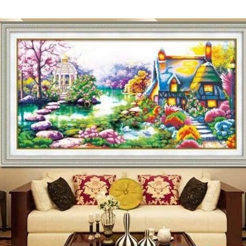 Tranh Đính Đá Thế Giới Thần Tiên DF2114 119x64cm, chưa đính