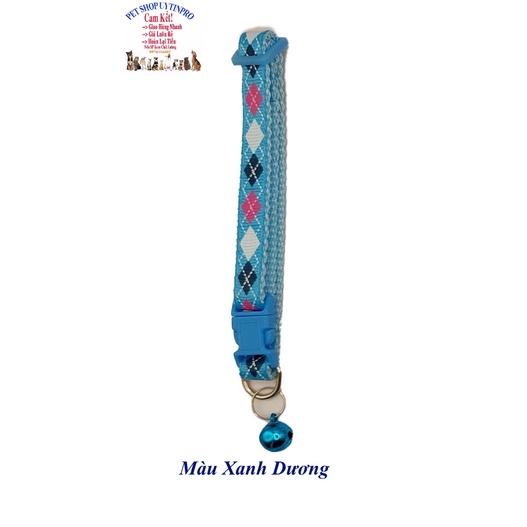 Vòng cổ kèm chuông cho Chó Mèo dưới 5kg In hình tứ giác Bản rộng 1cm Chất liệu dù bền chắc, Có thể điều chỉnh to nhỏ