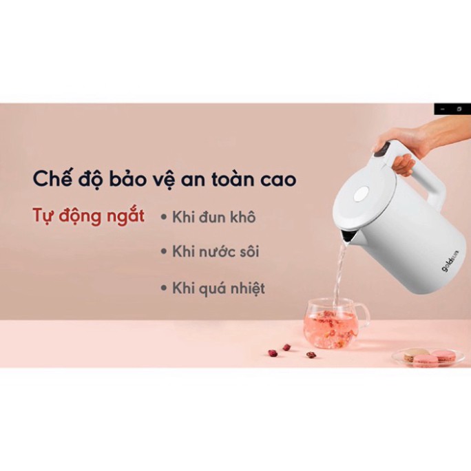 Ấm siêu tốc điều chỉnh nhiệt độ thông minh Goldsun GKT2642 dung tích 1.7 Lít - Hàng chính hãng, bảo hành 12 tháng