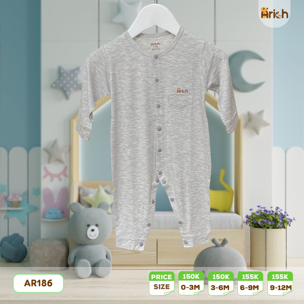 [Mã SKAMCLU8 giảm 10% cho đơn từ 100K] Body dài tay trơn 0-18M SỢI TRE Arich