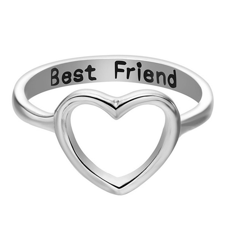 Nhẫn Tình Bạn Mặt Trái Tim Khắc Chữ Best Friend Phong Cách Hàn Quốc