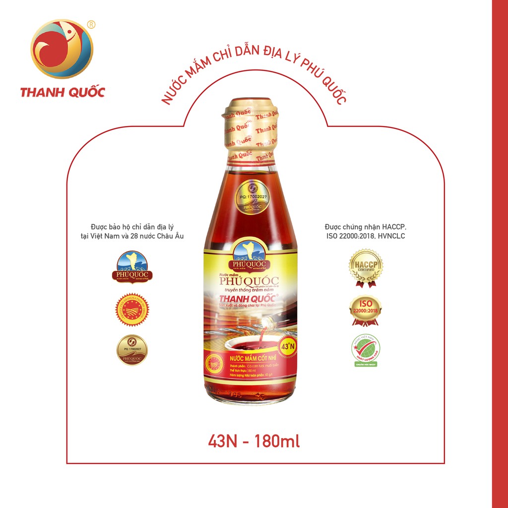 Nước Mắm Chỉ Dẫn Địa Lý Phú Quốc - Thanh Quốc 43N - 180ml