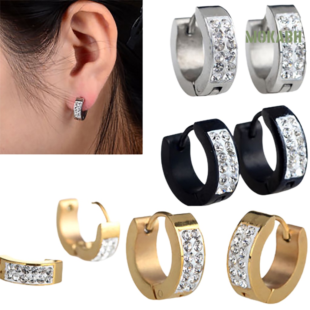 1 Đôi Bông Tai Tròn Nhỏ Bằng Thép Titan Phong Cách Punk Thời Trang Dự Tiệc