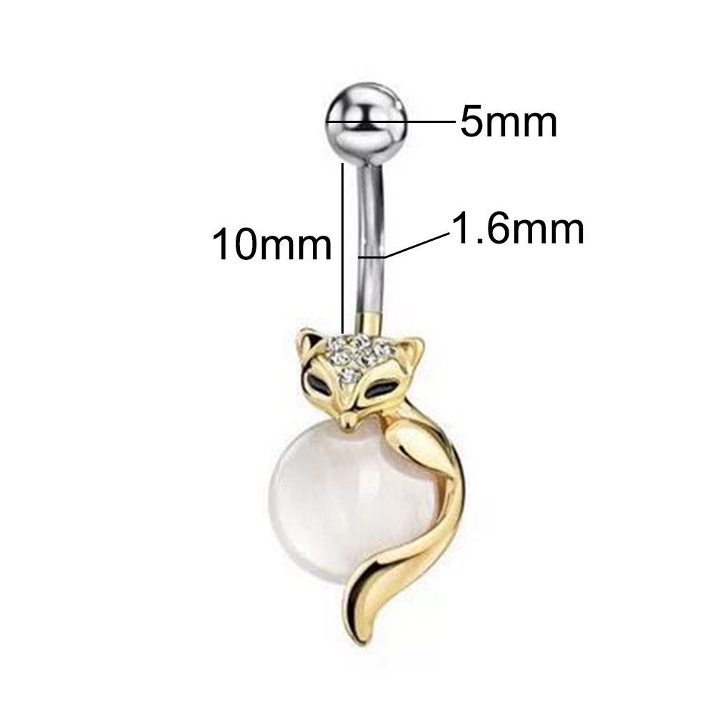 Khuyên Rốn Hình Cáo Đính Đá Opal Dễ Thương