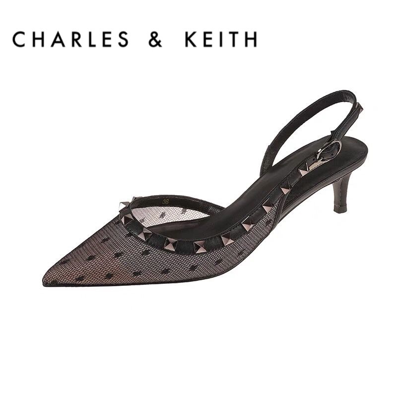 Giày thể thao Ck013 Charles & Keith màu đen đính đinh tán thời trang
